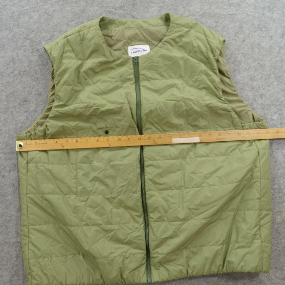 Lacoste Vest Jacket Mens 2XL XXL Green Full Zip Quilted Sleeveless